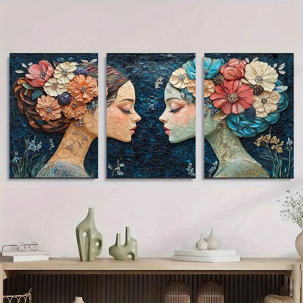 3pcs Fashion Mosaic Painting Colourful Metal Print Ready to Hang Art