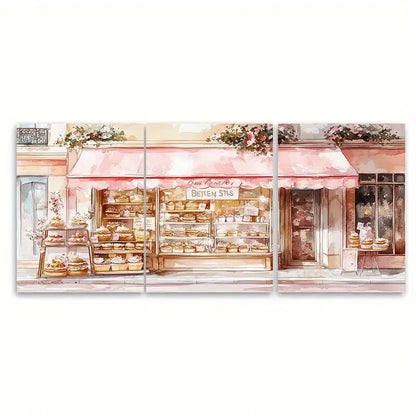 3pcs French Bakery Print French Patisserie Metal Print Ready to Hang Art