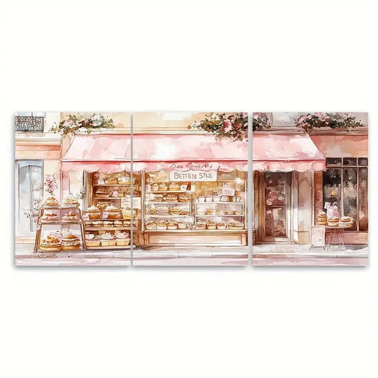 3pcs French Bakery Print French Patisserie Metal Print Ready to Hang Art