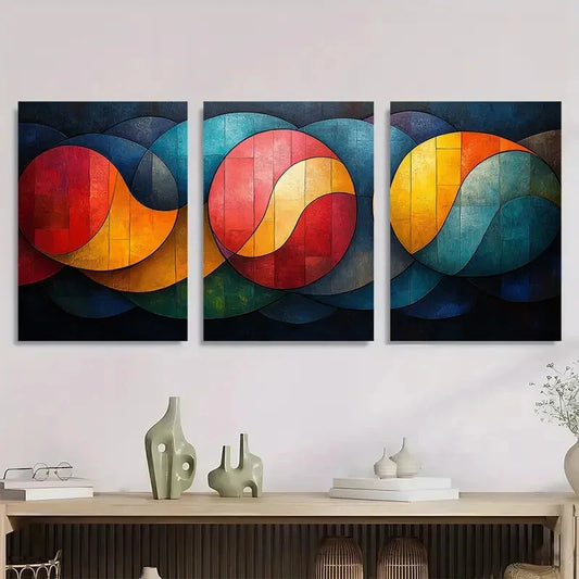 3pcs Modern Geometric Pattern Themed Metal Print Ready to Hang Art