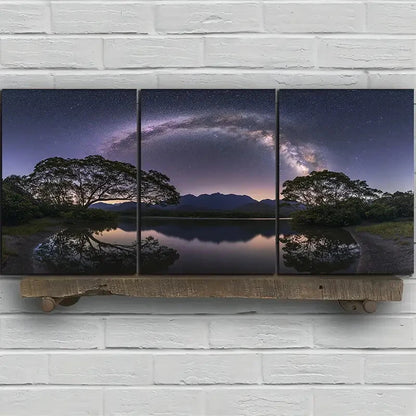 3pcs Milky Way Night Sky Water Resistant Metal Print Ready to Hang Art