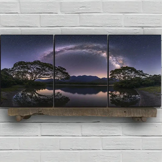 3pcs Milky Way Night Sky Water Resistant Metal Print Ready to Hang Art