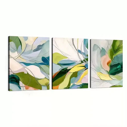 3pcs Minimalist Modern Green Plant Flower Canvas Framed 60x90cm - High Quality Print 100% Australian Made Wall Canvas Ready to Hang