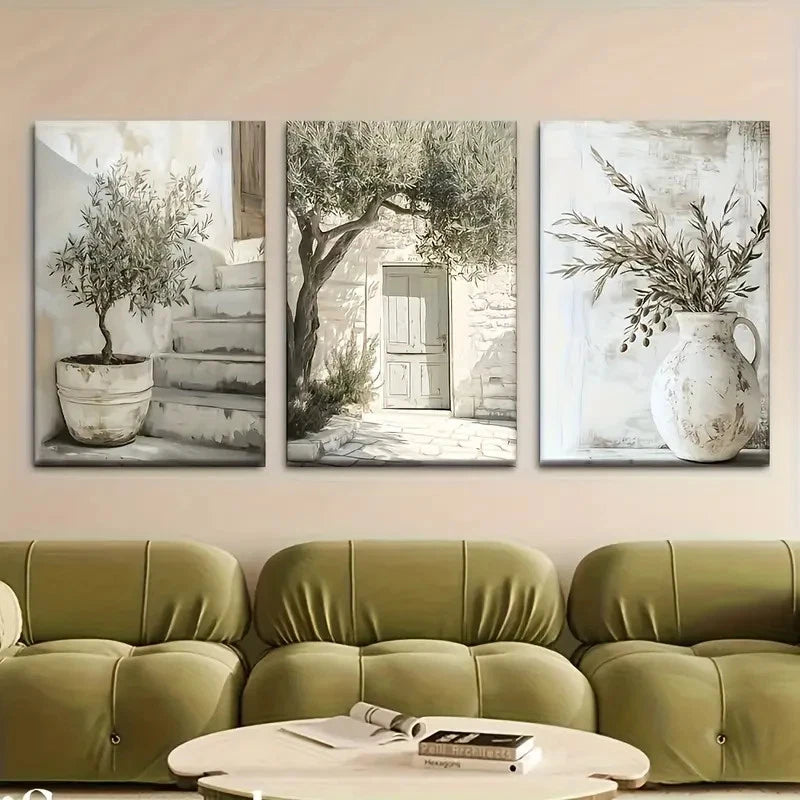 3pcs Home Garden Oil Painting Set Metal Print Ready to Hang Art