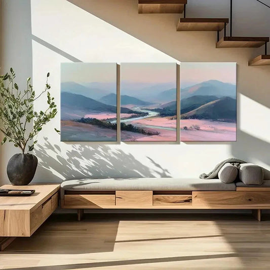 3pcs Mountain Landscape Abstract Art Poster Metal Print Ready to Hang Art