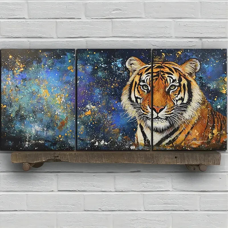 3pcs The Mighty Tiger Animal Themed Metal Print Ready to Hang Art