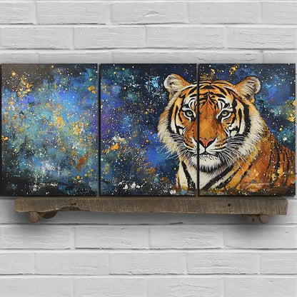 3pcs The Mighty Tiger Animal Themed Metal Print Ready to Hang Art