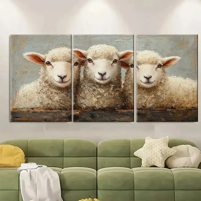 3pcs Rustic Farm Animal QS Wall Art Set Canvas Framed 40x60cm - High Quality Print 100% Australian Made Wall Canvas Ready to Hang