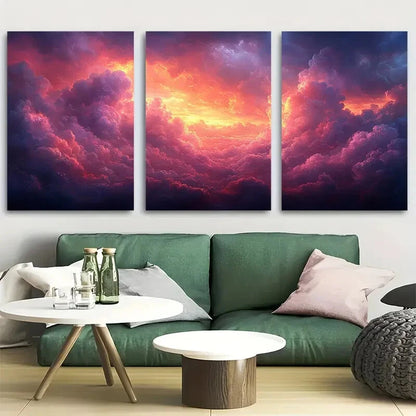 3pcs Big Clouds Dark Academia Print Goth Moody Metal Print Ready to Hang Art