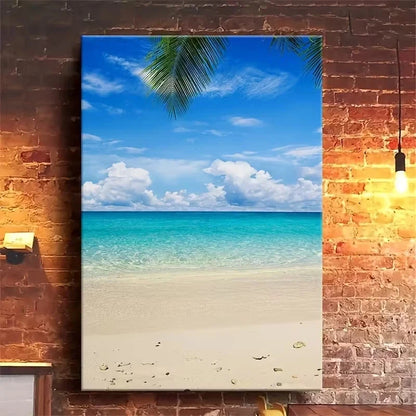 Vibrant Turquoise Waters & Palm Trees 40x60cm Metal Print Ready to Hang