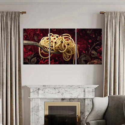 3pcs Elegant Spaghetti Art Floral Background Metal Print Ready to Hang Art