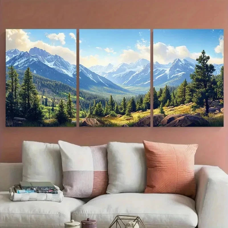 3pcs Rocky Mountain National Park Colorado Wall Art Set Canvas Framed 50x70cm - High Quality Print 100% Australian Made Wall Canvas Ready to Hang