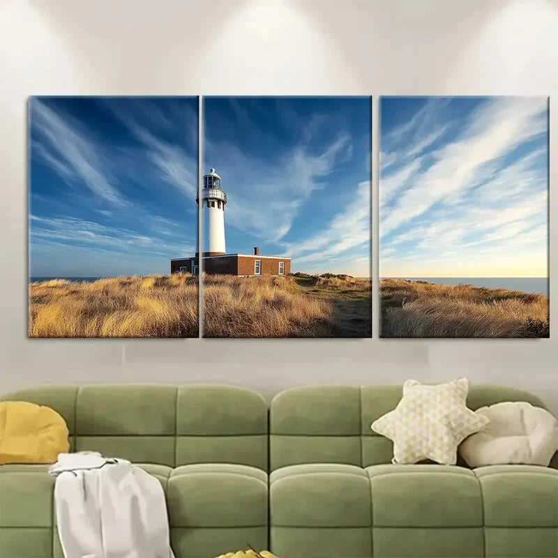 3pcs Texel Lighthouse Coastal Scenic Metal Print Ready to Hang Art