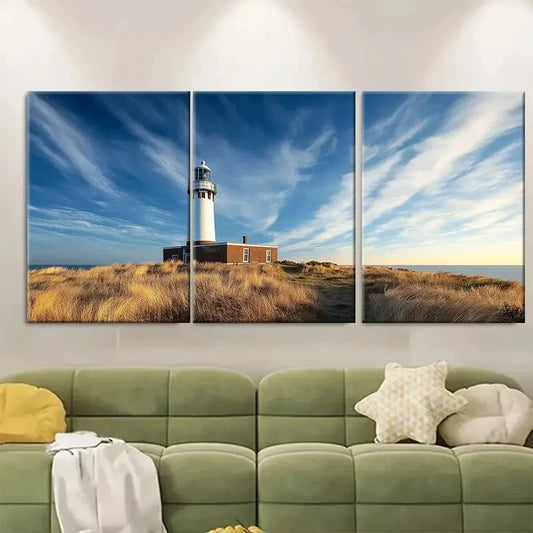 3pcs Texel Lighthouse Coastal Scenic Metal Print Ready to Hang Art