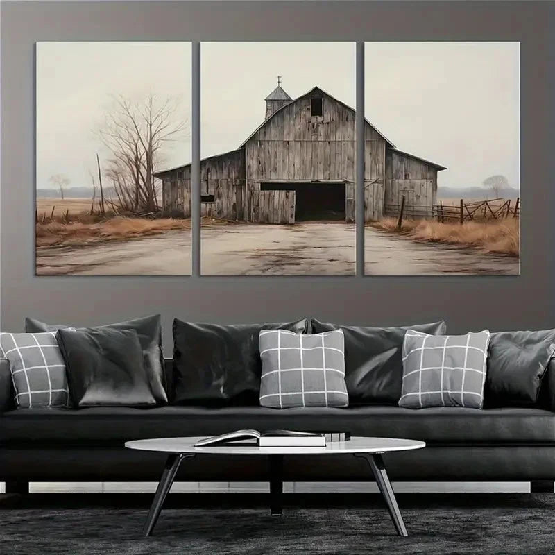 3pcs Abandoned Farmhouse Rustic Barn Metal Print Ready to Hang Art
