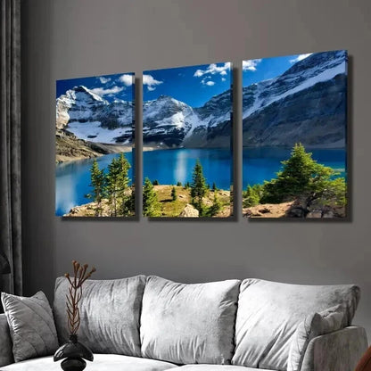 3pcs Tranquil Lakes & Majestic Mountains Wall Art Set Canvas Framed 40x60cm - High Quality Print 100% Australian Made Wall Canvas Ready to Hang