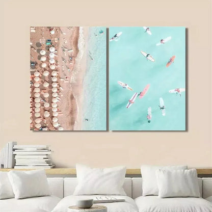 2pcs Surfing Paradise Canvas Framed 50x75cm - High Quality Print 100% Australian Made Wall Canvas Ready to Hang