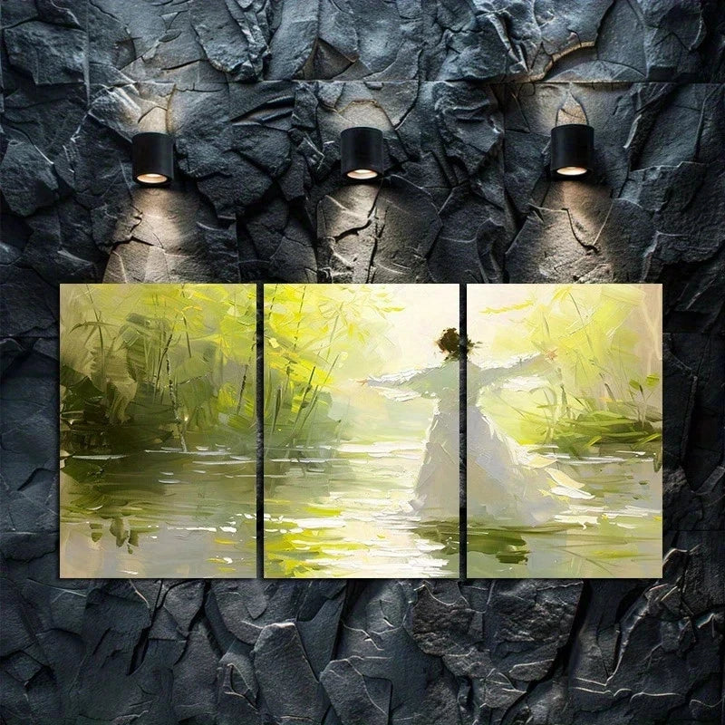 3pcs Dancer Danced Lightly in The Bamboo Forest Metal Print Ready to Hang Art