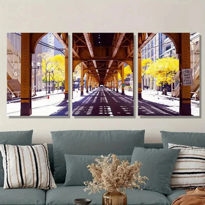 3pcs Chicago Logan Square sights, r Metal Print Ready to Hang Art