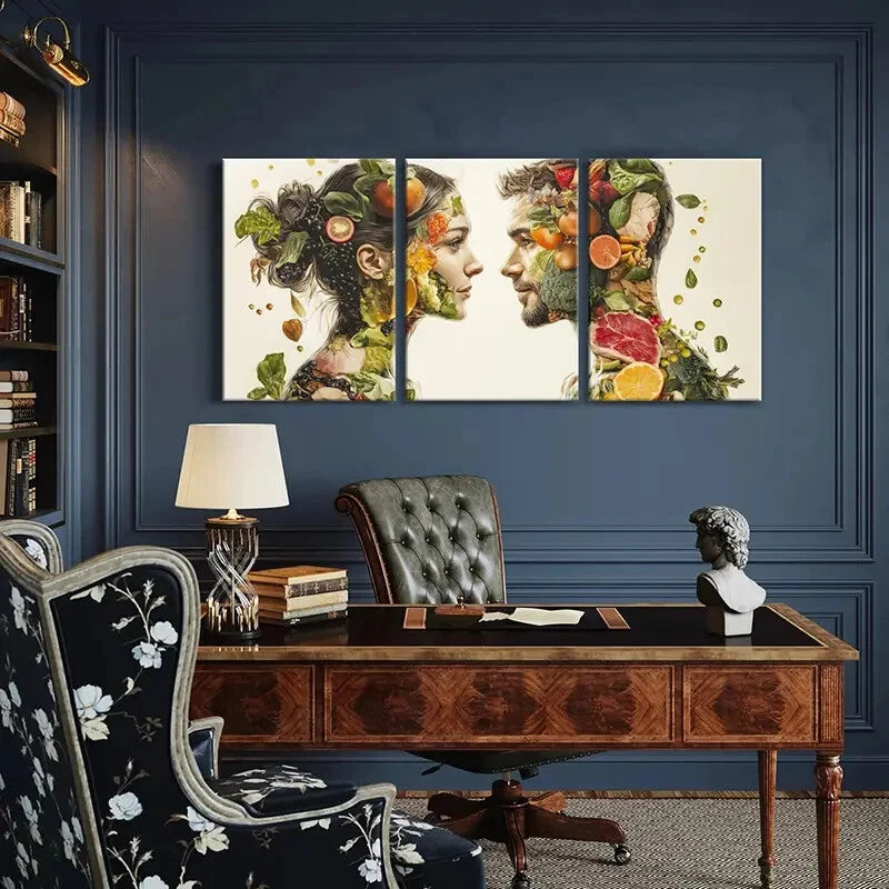 3pcs Abstract Art Lovers Vintage Wall Art Painting Metal Print Ready to Hang Art