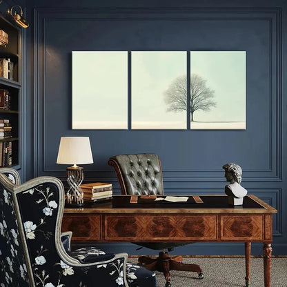 3pcs Tree Serene Landscape Minimalist Design Metal Print Ready to Hang Art