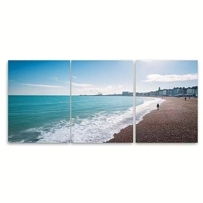 3pcs Brighton Coastal Prints, UK Travel Metal Print Ready to Hang Art