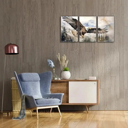 3pcs Bald Eagle Art Posters Animal Oil Painting Metal Print Ready to Hang Art