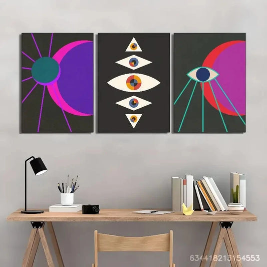 3pcs Touch of Sophistication All Seeing Eye Metal Print Ready to Hang Art