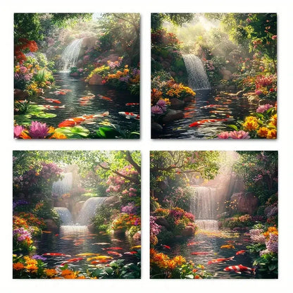 4pcserene Waterfall & Floral Landscape,Wall Art Canvas Framed (Copy)