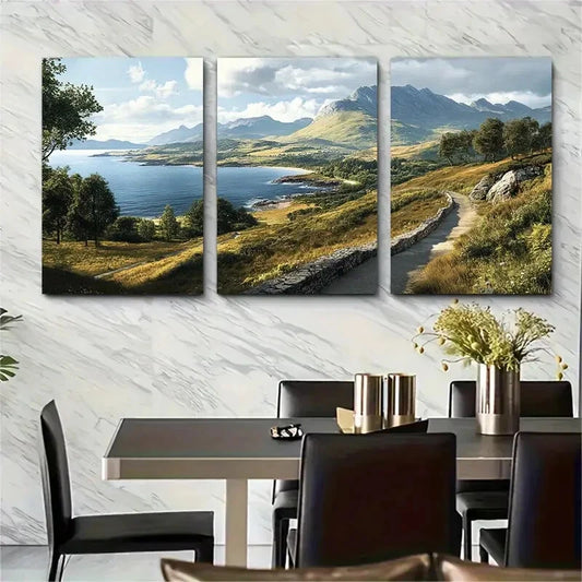 3pcs Scotland North Coast Scenic Metal Print Ready to Hang Art