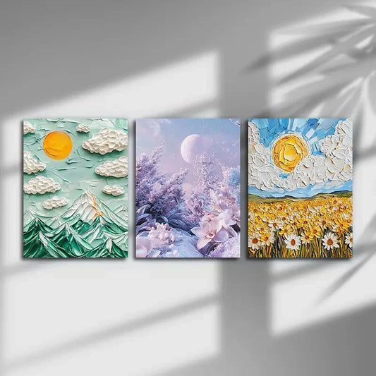 3pcs Vibrant Scenery Colourful Painting Metal Print Ready to Hang Art