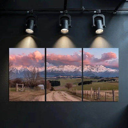 3pcs Dusk Mountain Road Scenic Metal Print Ready to Hang Art