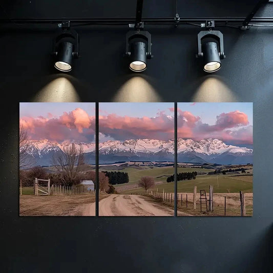 3pcs Dusk Mountain Road Scenic Metal Print Ready to Hang Art