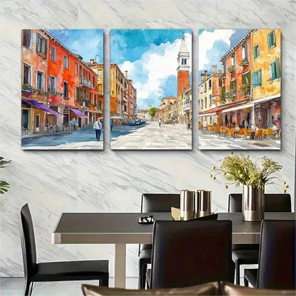 3pcs Travel-Inspired Cityscape Italian Scenery Metal Print Ready to Hang Art
