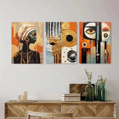 3pcs African American art set of 3 Metal Print Ready to Hang Art
