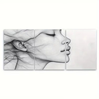 3pcs Line Face Drawing Abstract Metal Print Ready to Hang Art