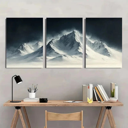 3pcs Alpine Echoes Minimalist Mountain Landscape Metal Print Ready to Hang Art