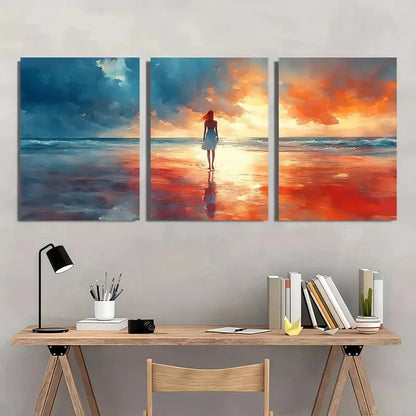 3pcs Romantic Art Ocean Beach Stranger Perfect Wall Art Set Canvas Framed 40x60cm - High Quality Print 100% Australian Made Wall Canvas Ready to Hang