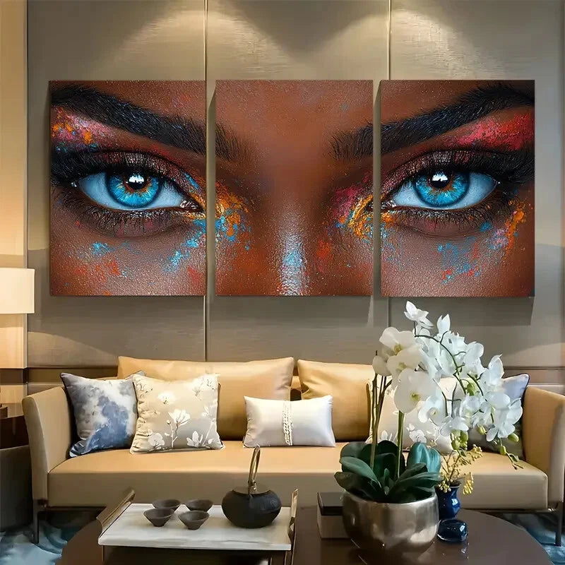 3pcs Beautiful African Woman Ethnic Fashion Metal Print Ready to Hang Art