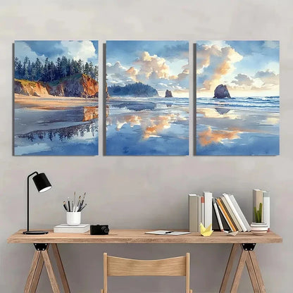 3pcs National Park Ruby Beach Watercolor Art Metal Print Ready to Hang Art