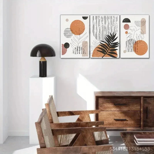 3pcs Geometric leaves Decoration Bauhaus Art Metal Print Ready to Hang Art