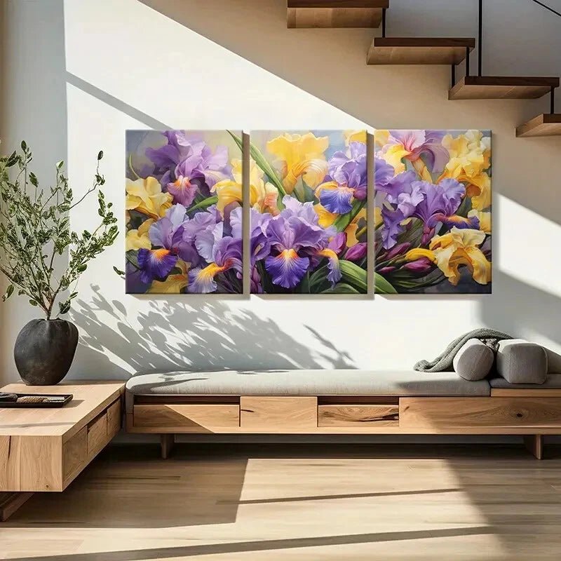 3pcs Vibrant Irises Colorful Floral Art Nature's Metal Print Ready to Hang Art