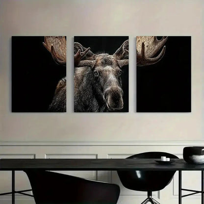 3pcs Rustic Moose Feel The Raw Power Nature Metal Print Ready to Hang Art