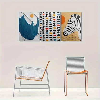 3pcs Modern Abstract Animal Colourful Metal Print Ready to Hang Art