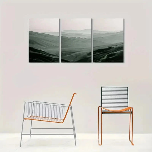 3pcs Abstract Modern Mountain View Metal Print Ready to Hang Art