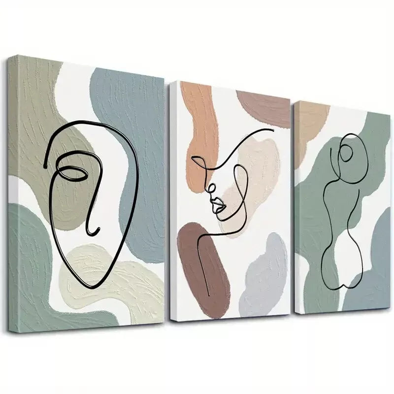 3pcs  Modern Minimalist Aesthetic Abstract    Art Set Canvas Framed 50x70cm -  High Quality Print 100% Australian Made Wall Canvas Ready to Hang