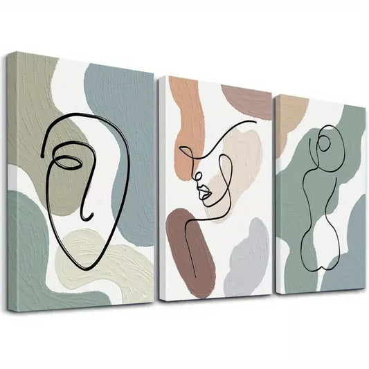 3pcs  Modern Minimalist Aesthetic Abstract    Art Set Canvas Framed 50x70cm -  High Quality Print 100% Australian Made Wall Canvas Ready to Hang