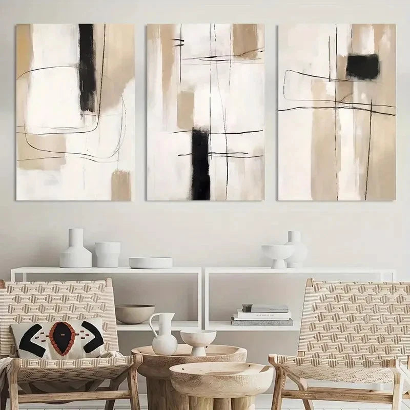 3pcs Painting Modern Abstract Neutral Wall Decor Metal Print Ready to Hang Art