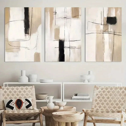 3pcs Painting Modern Abstract Neutral Wall Decor Metal Print Ready to Hang Art