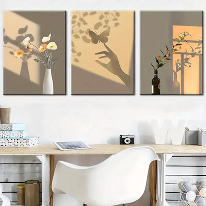 3pcs Beautiful Floral and Sunny Plant Patterns Metal Print Ready to Hang Art